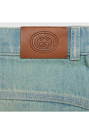 Light blue washed denim skirt GUCCI KIDS | 772132XDCTU4452